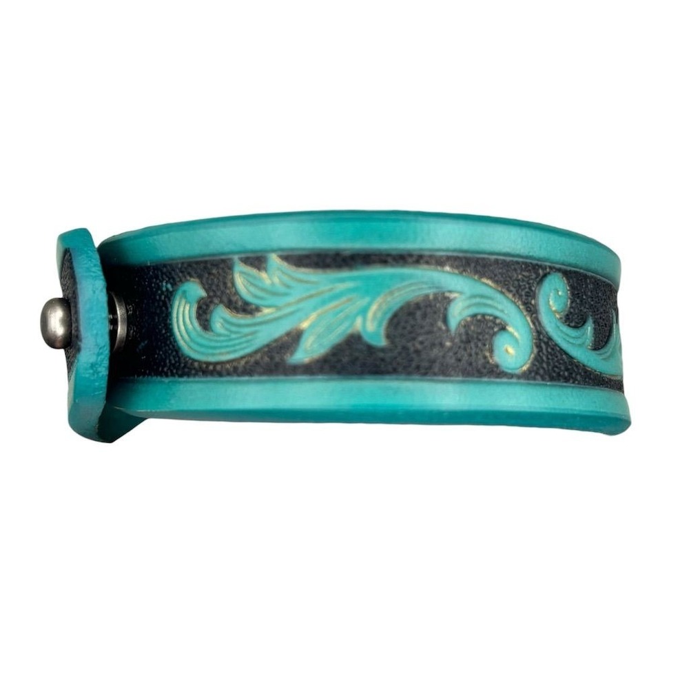 Justin Boots Women's Tooled Leather Bracelet‎ Turquoise & Black